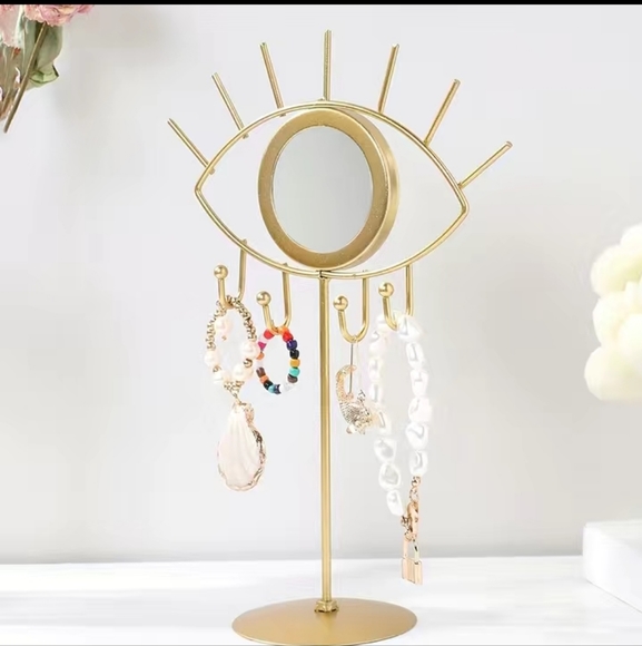 PRICE SLASH! Gold Evil Eye Mirrored Jewelry Stand Display Organizer Statue Boho - Picture 7 of 9